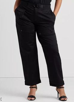 Ralph Lauren LAUREN Plus Size High-Rise Sateen Cargo Pants - $198