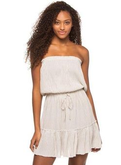 Elan Woven Striped Strapless Dress Mini Swim Cover Up Neutral Size M - $66  New With Tags - From Ashley