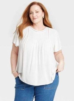 Knox Rose Women's Flutter Sleeve Eyelet Embroidered Top - size large - $20  New With Tags - From Katie