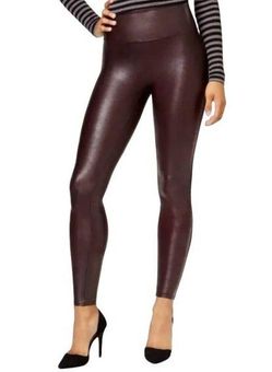 Spanx Burgundy/Wine Faux Leather Shapewear Leggings Size M Size M - $40 -  From Blessedwifey