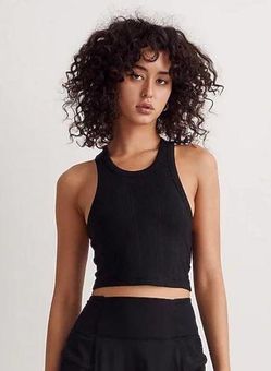 Madewell Built in Bra Ribbed Crop Tank Top Black Size XL NEW - $19 New With  Tags - From Stacie