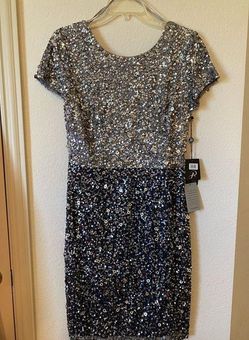 Adrianna Papell New Color Block Beaded Cocktail Women s Dress Size