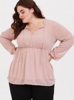 Torrid Women's Plus Size Blush Clip Dot Tie Babydoll Top - Size 2