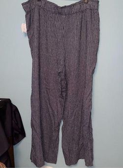 Striped Linen-Blend Pants