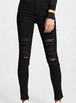 J Brand Black Distressed High Rise Skinny Jeans