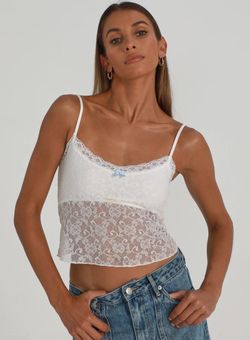 white lace cami top w ribbon