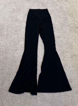 Aerie Leggings Size Small Black High Waisted Crossover Rib Super Flare  OFFLINE