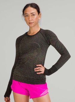 Lululemon Swiftly Tech Long Sleeve 2.0 RARE Grid Warp Black / Neon