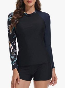 Jasambac Womens Rash Guard UV UPF 50+ Long Sleeve Surfing Two Piece  Swimsuits with Built in Bra Black Size 16 - $20 New With Tags - From jello