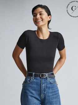 The Supima® Micro-Rib Scoop-Neck Tee Black – Everlane