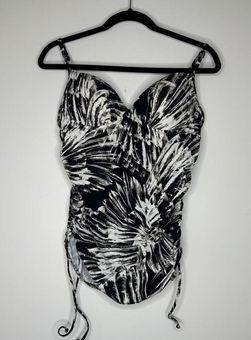 Spanx Assets Black Patterned Tankini Swim Top L Size L - $25