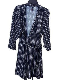 Rene Rofe Intimates Black White Polka Dot Satin Robe Sleepwear Size XL -  $23 - From My Sea Of