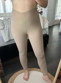 Women's Tan Criss Cross V Waist Leggings See Measurements