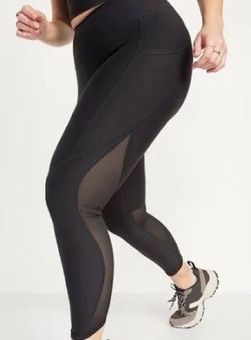 Old Navy Active Leggings Women's Elevate Go-Dry Mesh-Trim