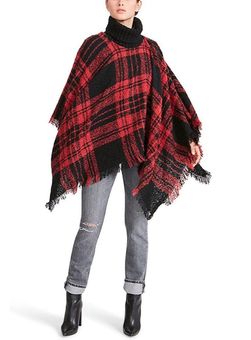 Steve Madden Red & Black Plaid Poncho NWT! - $38 (44% Off Retail) New With Tags From Monika