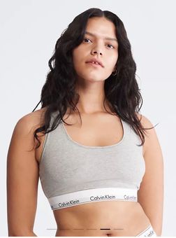 Calvin Klein Modern Cotton Unlined Bralette In Grey