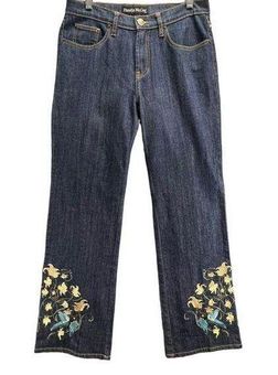 Hummingbird Pamela McCoy Womens Jeans Sz 8 Blue Embroidered Wide Leg  Cottagecore - $44 - From Kathy