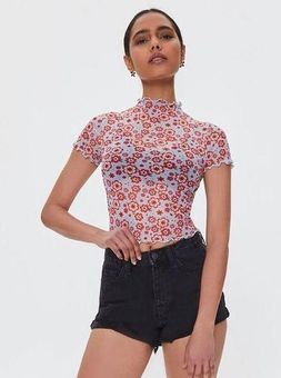 Floral Mesh Crop Top