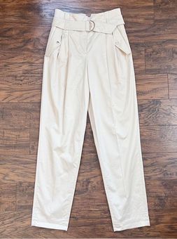 Ba sh Madrid Pants trousers paper bag high waist belted ecru