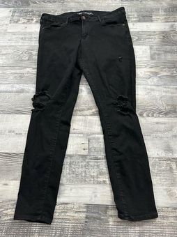 Old Navy Women Size 16 Regular Rockstar Black Distressed Jeans Mid Rise  Fall - $8 - From Tiffany