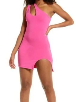 Naked Wardrobe NWOT One Shoulder Cutout Mini Hot Pink Women's