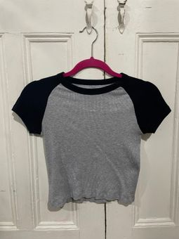 Brandy Melville John Galt Navy And White Long Sleeve Baseball Tee