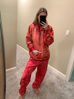 Louis Vuitton Ribbon Red Tie Dye Sweatshirt Jogger Set Size M