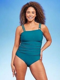 Aqua Green Women's UPF 50 Double Strap Asymmetrical One Piece Swimsuit XL  NWT - $16 New With Tags - From Sonya