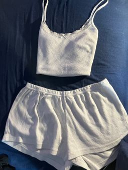 Brandy Melville White Heart Eyelet Set