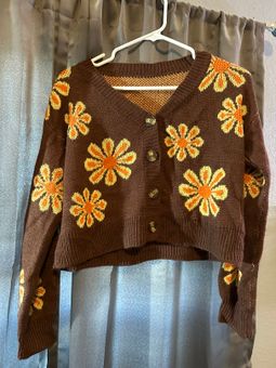 Women's Long Sleeve Cute Cardigan Sweater Y2k Top Cropped Knit