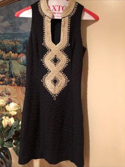 lilly pulitzer black and gold dress