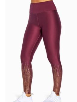 Marika Marley Wine High Waist Gold Trim Ankle Leggings Size XL - $35 New  With Tags - From Melissa