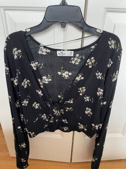 Hollister Floral Tie Front Long Sleeve 