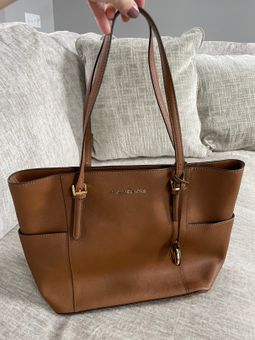 Charlotte Large Saffiano Leather Top-Zip Tote Bag