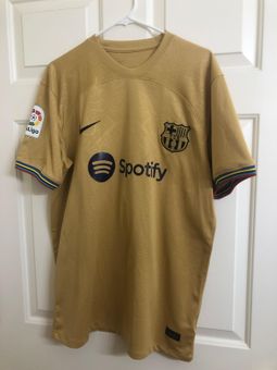 Nike Barcelona Robert Lewandowski Away Jersey w/ La Liga Patch 22/23 (Club Gold) Size XL