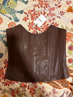 Miaou brown Leia vegan leather corset top