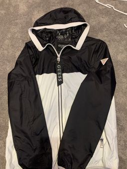 guess windbreaker black and white