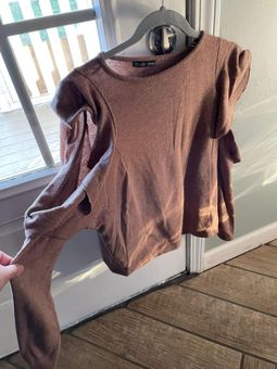 ZARA Shoulder Cut Out Sweater Brown Size M 10 89 Off Retail