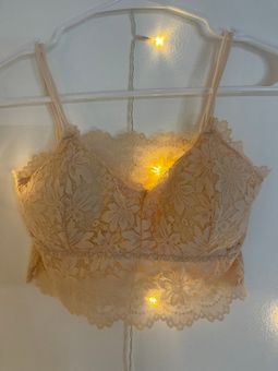 Floral Lace Padded Bralette - Nude