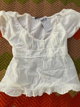 Brandy Melville NWT Blair Cotton Ruffle Top White - $18 (25% Off Retail)  New With Tags - From Gracie