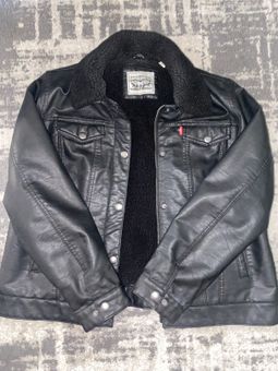 Levi's Women's Sherpa Faux Leather Trucker Jacket Black Size XL - $36 (40%  Off Retail) - From Brianna