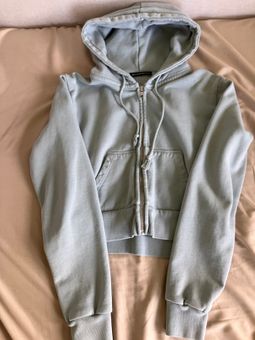 Girls Brandy Melville Crop Zip Up Hoodie, Gray/Blue One Size Fits All, Free  Ship