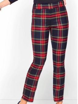 Talbots Hampshire Navy & Red Plaid Wool Blend Ankle Pant Size 8P
