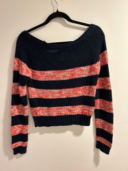 Hayley Green and Navy Striped Cropped Sweater