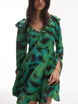 Topshop green sales ruffle dress