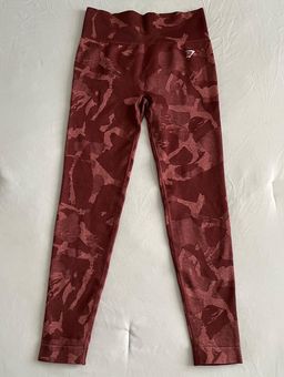 Gymshark Savanna Cherry Brown Adapt Camo Leggings - Size Medium