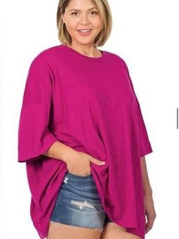 Zenana Premium Zenana Women's 3/4 Sleeve Tee Magenta Hot Pink Oversized 1X  NWT - $28 New With Tags - From Amy