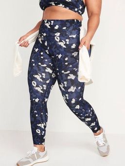 Old Navy High-Waisted Purple Foral PowerPress 7/8-Length Leggings