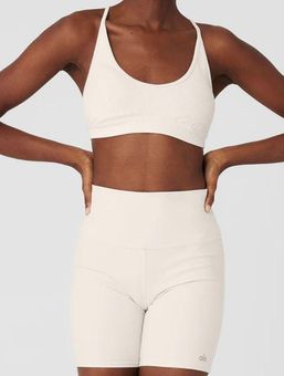 Alo Yoga Ribbed Blissful Bra White - $33 (48% Off Retail) New With