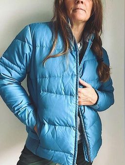 Vintage medium down puffy coat with patches